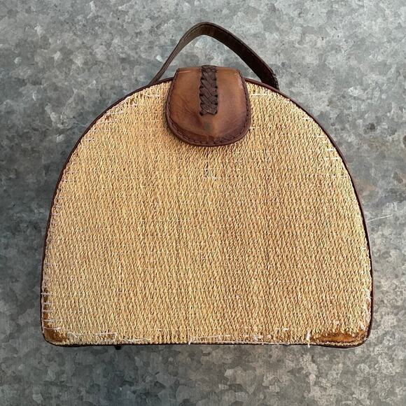 Vintage Canteen Top Handle Bag Crossbody Purse Leather Distressed Retro Boho - Picture 1 of 16